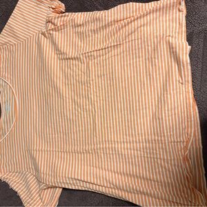 Kim Rogers Orange and White Striped Short Sleeve Tee